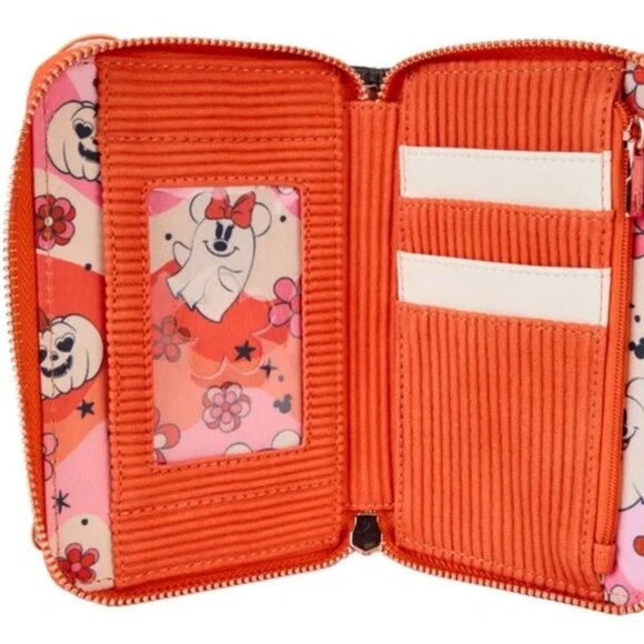 Disney Mickey and Minnie Floral Ghost Glow Zip Around Wallet - Picture 4 of 5